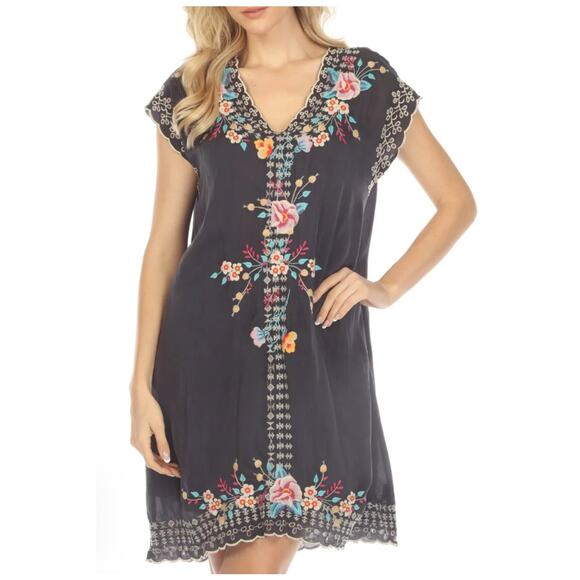 Johnny Was Keva Floral Embroidered Slip Dress Small‎ C 38320-4